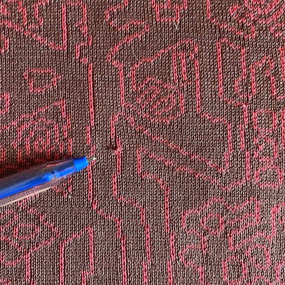 Peruvian Connection Pima Cotton Knit Midi Dress Brown Red Pattern Sz S - Picture 12 of 13